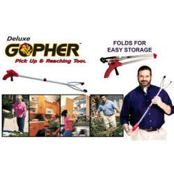 Gopher Pickup Tool, $11.95, Introducing the Gopher. The handy helper that reaches so you dont have to. Use it for reaching up high, or for picking up down low. 
