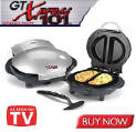 GT Xpress 101 $33.95, cooks delicious meals fast and without the added fat! With GT Xpress 101, all you do is place food in the preheated cooking wells and close the lid. The dual cooking wells and controlled temperature cook from both top and bottom at once so there's no turning or burning.